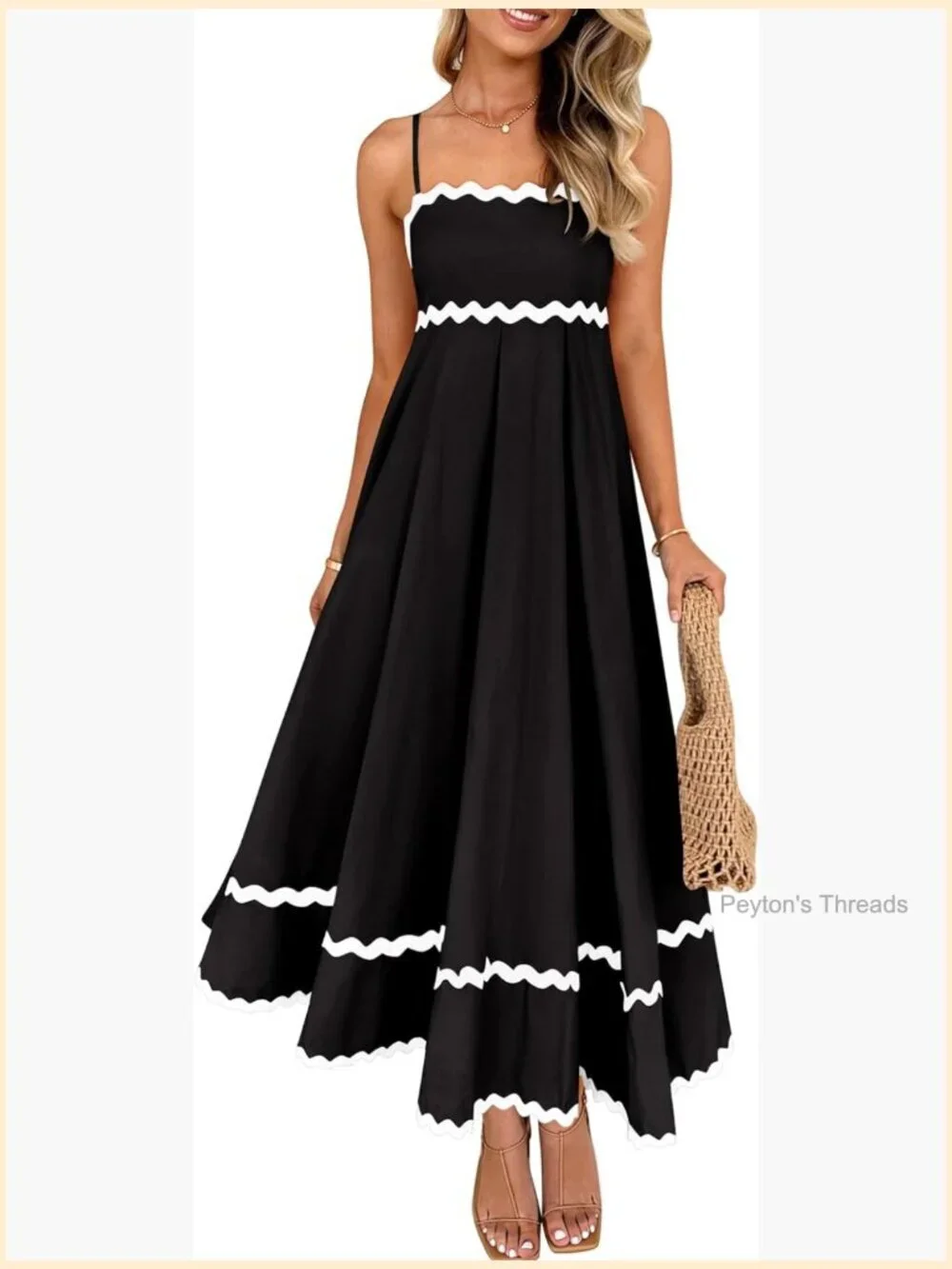 Smocked Backless Midi Sundress with Adjustable Spaghetti Straps
